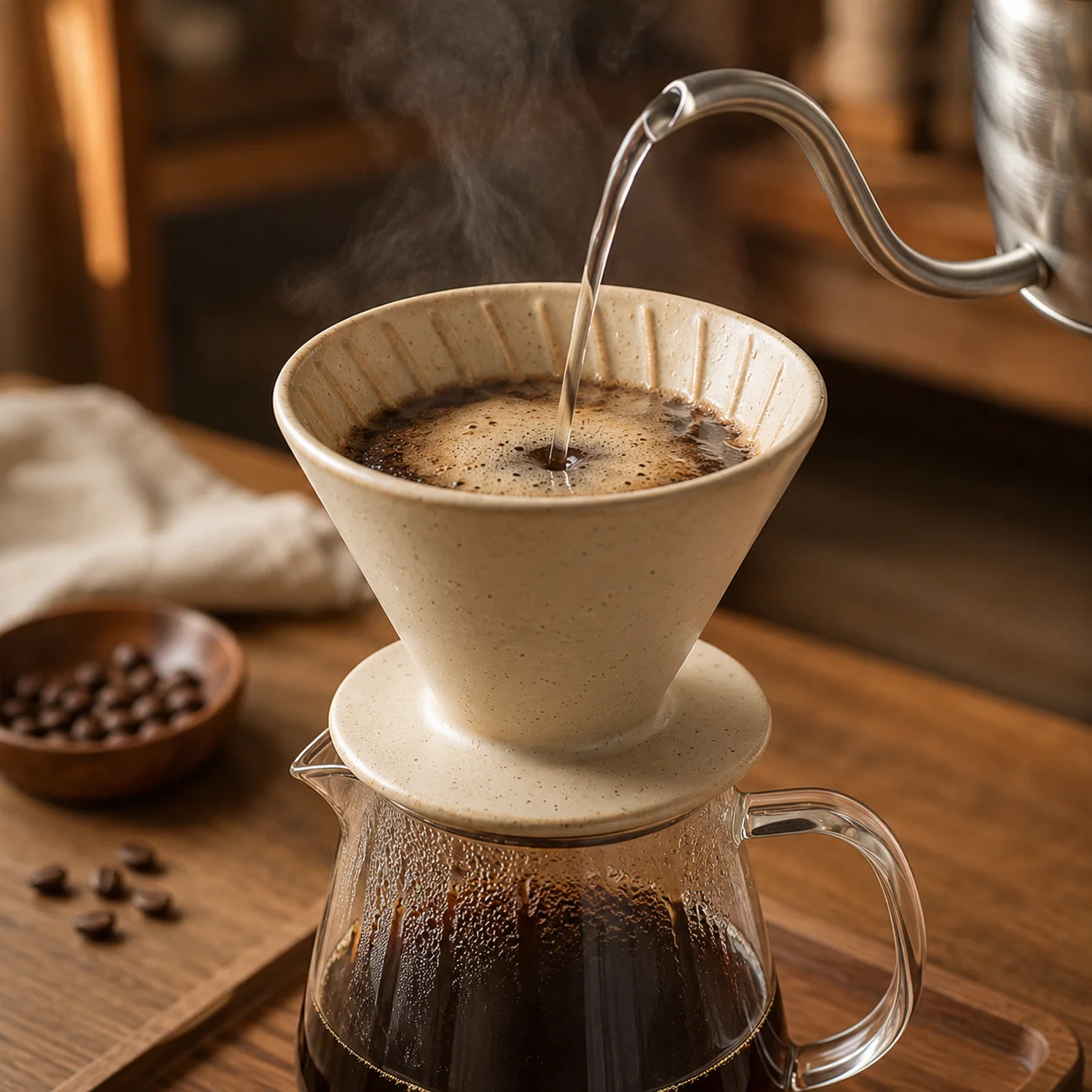 1Pc Ceramic Hand-Brewed Coffee Filter Cup, V-Shaped Reusable Coffee Filter Cup, Hand-Brewed Coffee Equipment for Home Use, Cafes, and Baristas