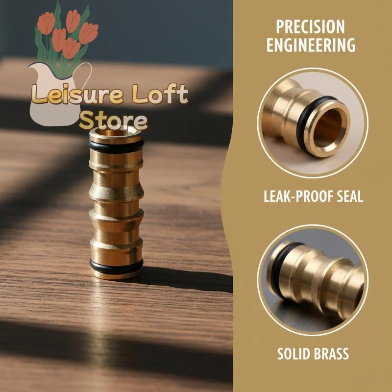 2 Way Brass Hose Coupler Water Pipe Connector Joint Leakproof Repair Extension for Garden Outdoor Use