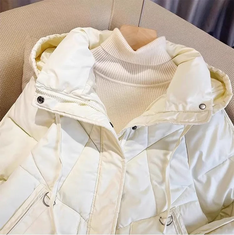 2024 New Casual Hooded Down Cotton Parkas Coat Womens Winter Jacket Thicken Warm Puffer Jacket Coat Women Loose Zipper Outwea