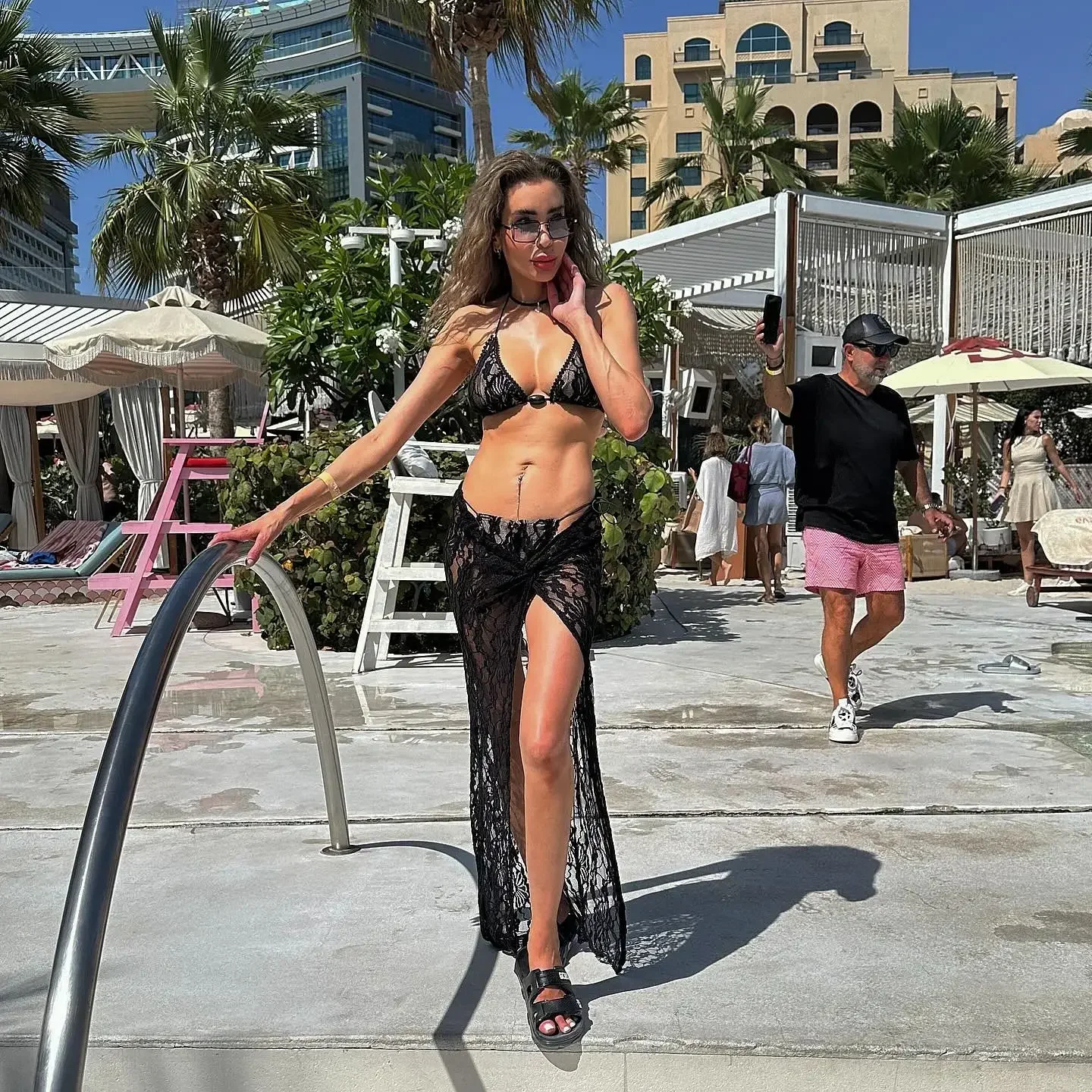 

3Pcs Black Lace Bikini Set 2025 Sexy Women Swimsuit Female Micro Swimwear Bandeau Swimming Suit Beachwear Brazilian Biquini