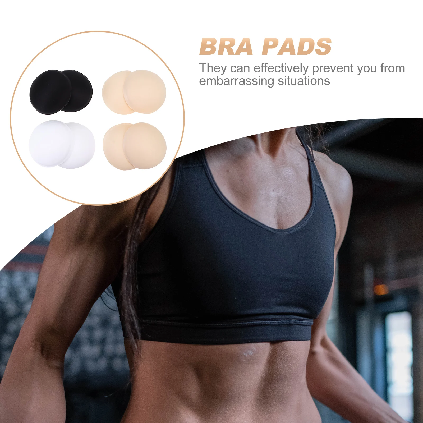 

4 Pairs Absorbing Chest Pad Inserts Round White Reusable Sponge Bra Inserts Padding Bra Pads Liners Accessories