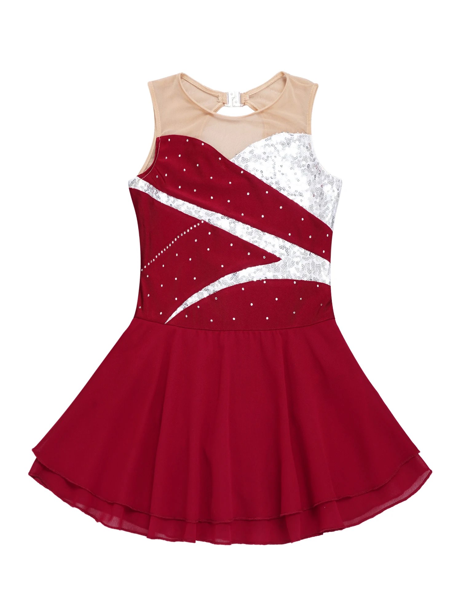 Robe de danse de Ballet pour enfant, en maille brillante, pour fille, justaucorps de gymnastique, avec personnage de patinage, Costumes de danse lyrique contemporaine