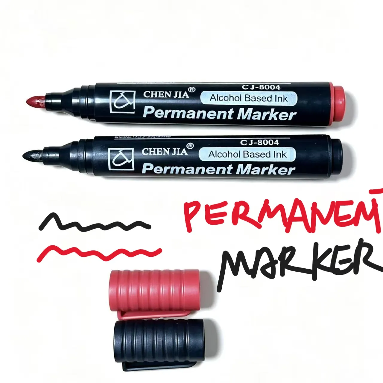 

2pcs Round tip Permanent Marker, Black & Red