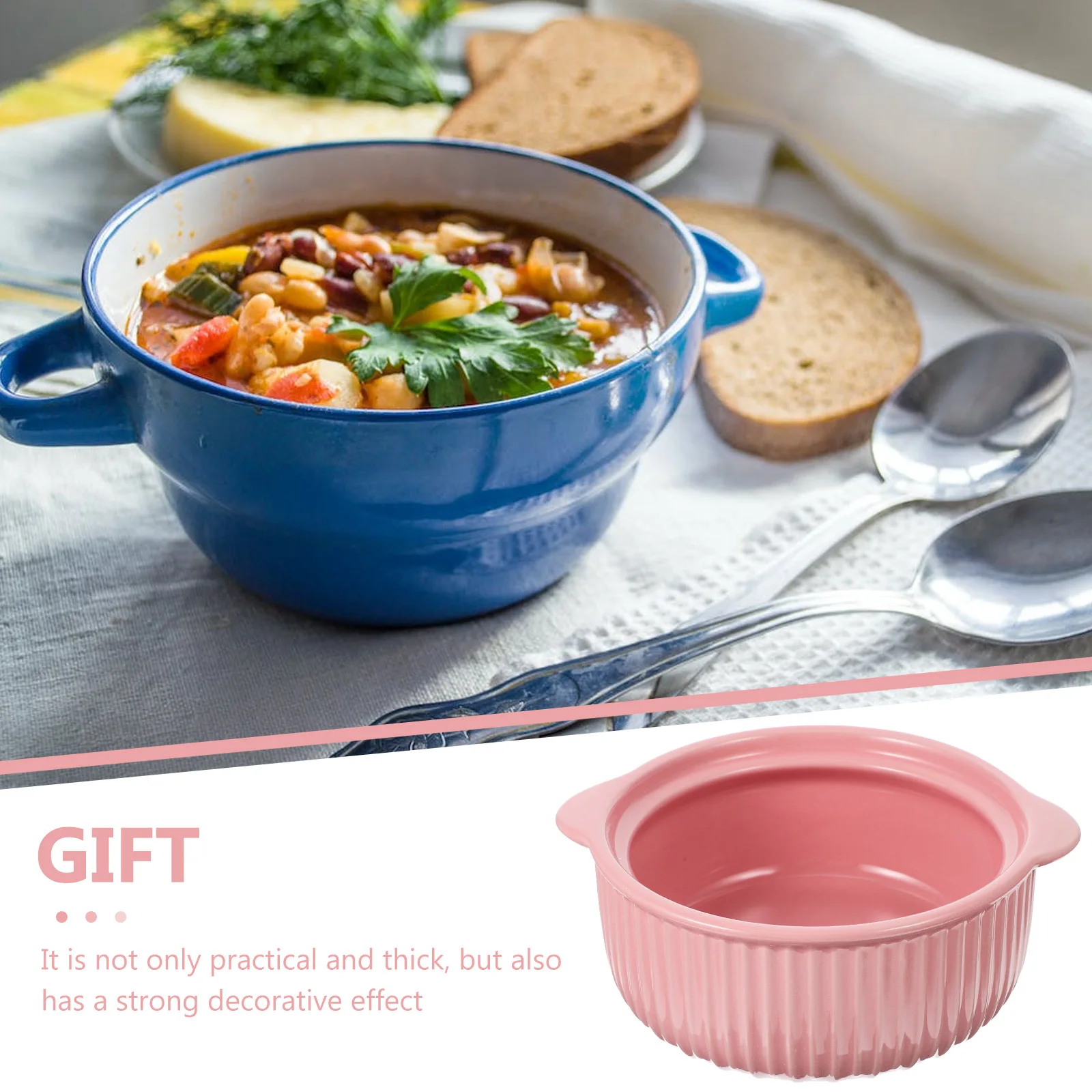 

Бытовая керамическая миска с двойной ручкой, цветная миска для салата, миттєвая миска для микроволновой печи, можно мыть в посудомоечной машине, декоративная кухня