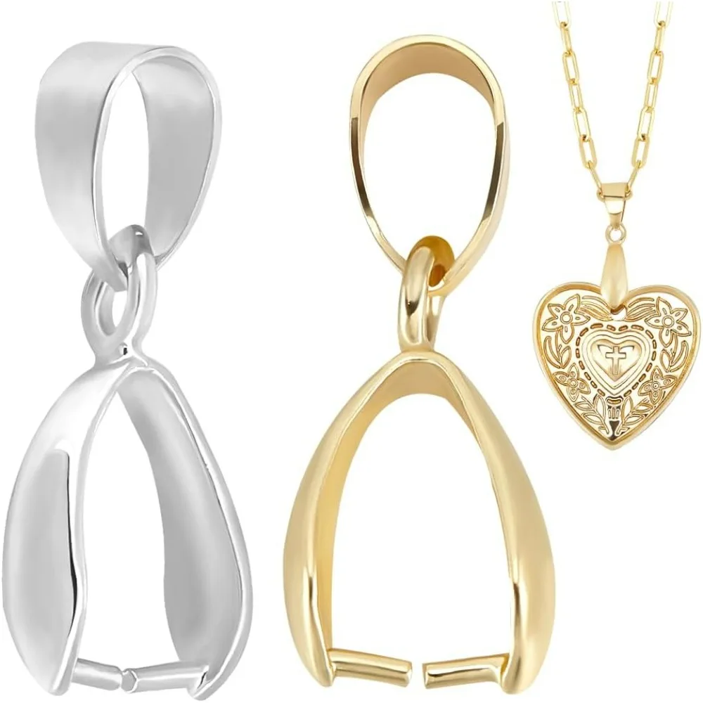 ペンダント用18K金メッキピンチベイル、925スターリングシルバー、アイスピッククリップ、クラスプ、1ボックス、30個