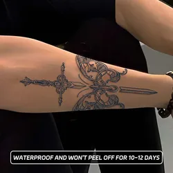 Long-lasting waterproof tattoo stickers, simulated non-reflective temporary tattoos, butterfly sword pattern arm fake tattoos