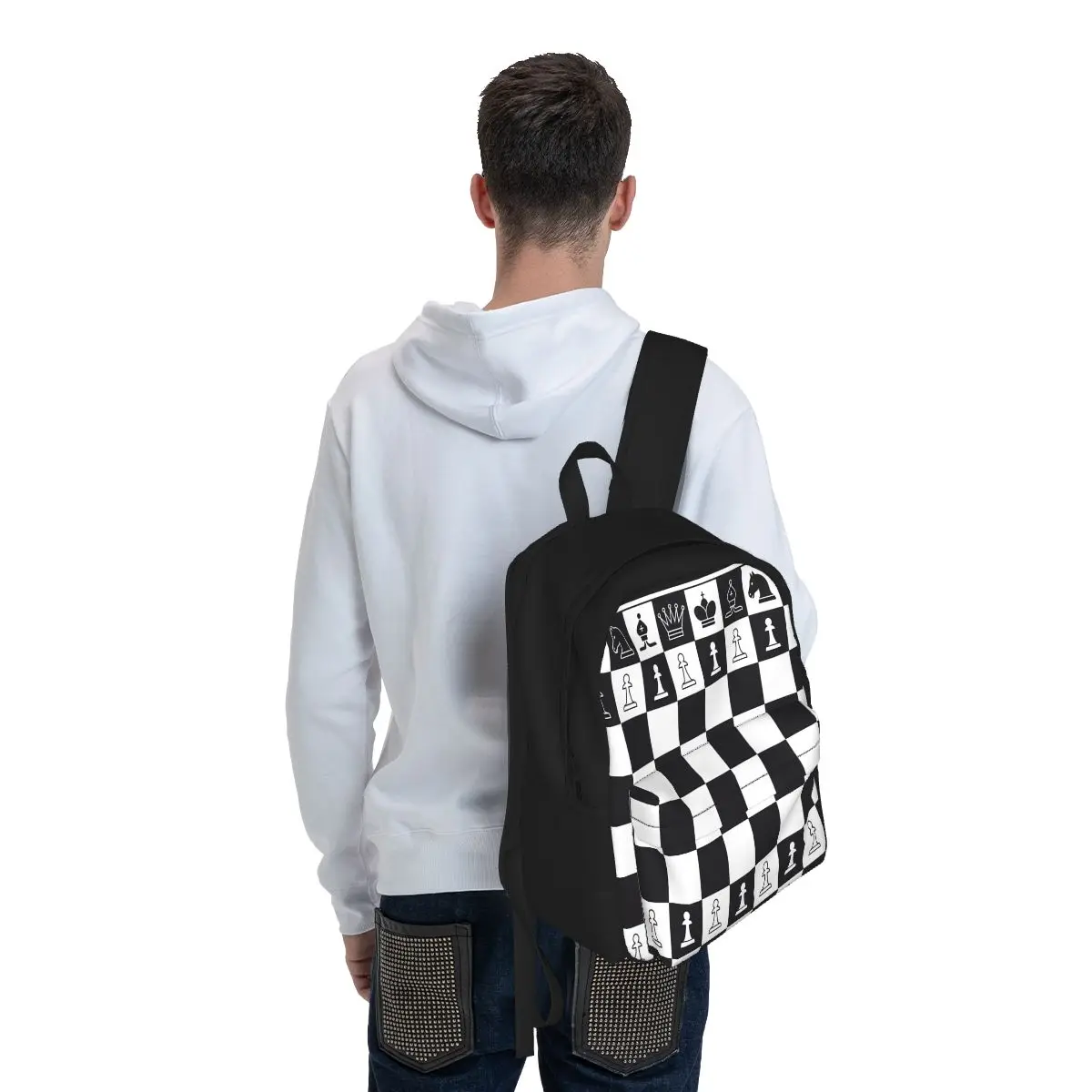 Chess Board 2023 Men\'s and Women\'s School Bag Backpack Leisure Travel Bag Korean Version Camping Fishing Backpack