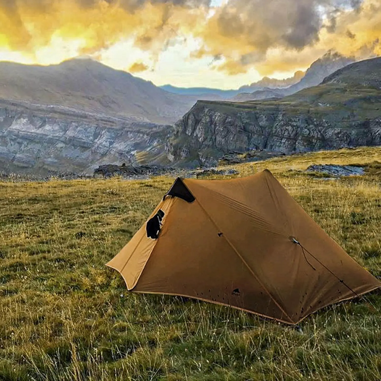 Lanshan-tienda de campaña ultraligera para 2 personas, tienda de campaña profesional 15D Silnylon sin vástago, tienda de campaña impermeable para mochilero