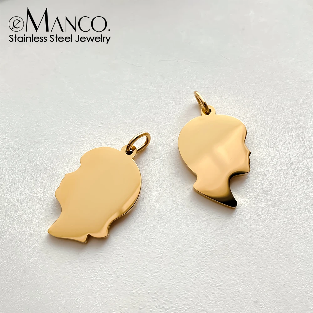 EMANCO Stainless Steel Girl's Headshot DIY Charm Pendant Geometry Jewelry Findings Necklace Making 48-Hour Shipping