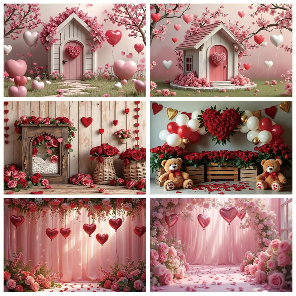 

MOON.QG Valentines February 14 Background Photography Curtain Garden Street Photozone Backdrop Wedding Party Photo Accessories