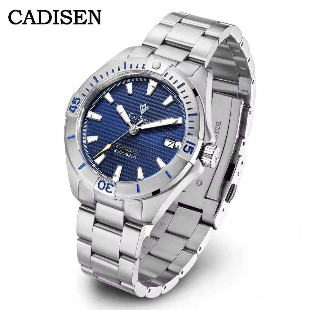 CADISEN Men Mechanical Wristwatch Japan NH35 Automatic Watch Men\'s Stainless Steel Sapphire 200M Waterproof Luminous Diver Clock