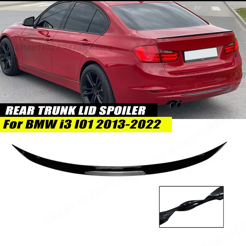 120CM Gloss Black Soft Rubber Rear Trunk Spoiler Lip Splitter 5D Carbon Look Car Accessories For BMW I3 I01 2013-2022
