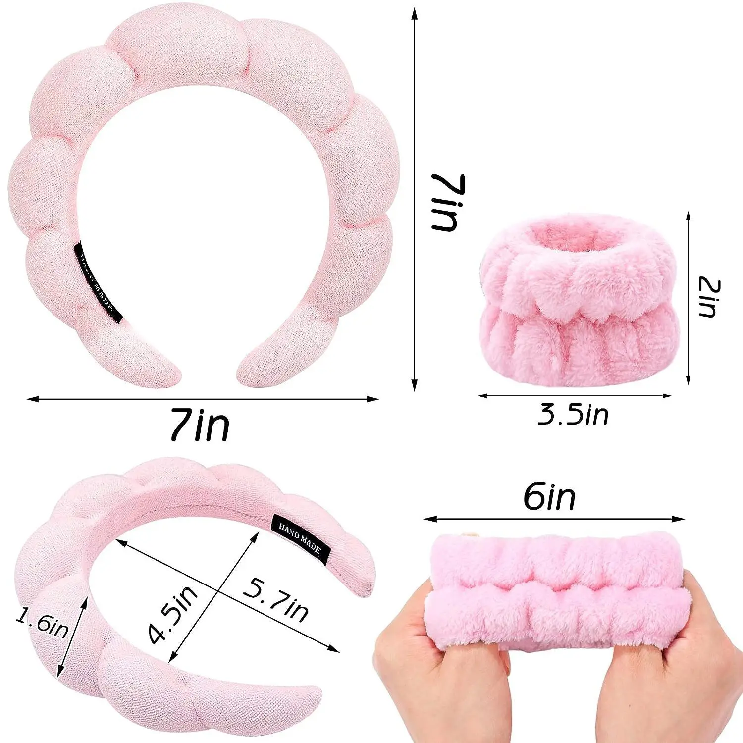 3Pcs Makeup Sponge Spa Headband Puffy Sponge Sweet Hair Band Women Wshing Face Skincare Yoga Facial Mask Sport Hairband Headwear