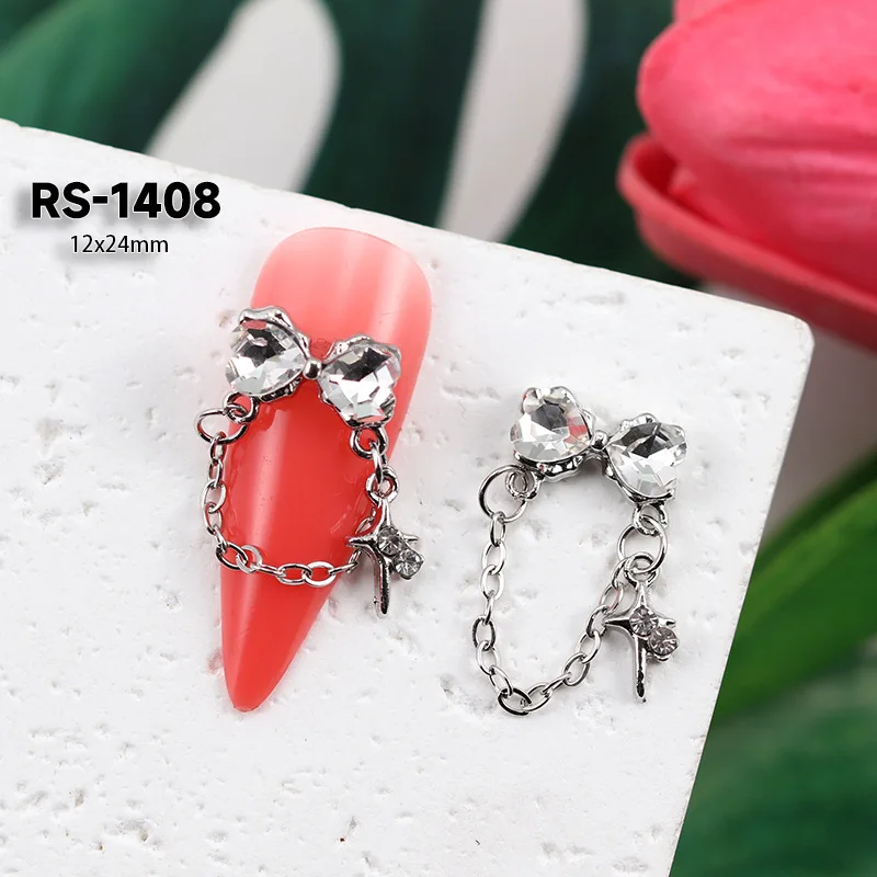 5/10 قطعة ثلاثية الأبعاد الفاخرة سبيكة القوس مسمار الفن سلسلة قلادة جالبة للحظ مجوهرات اكسسوارات ل مانيكير ديكور الأظافر الديكور تصميم لوازم