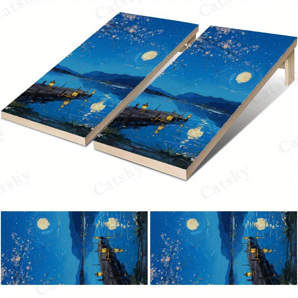 Moonlit Lake Serenity Sticker,High Value! 2D Flat Vinyl Sandboard Decals - Budget-Friendly and High Value, Bubble-Free and Easy