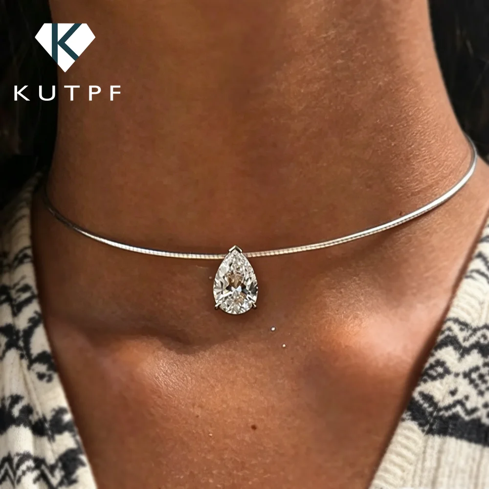 3/4/5CT Pear Cut Moissanite Pendant Necklace For Women S925 Silver Waterdrop Solitaire Diamond Collar Necklace GRA Certificate
