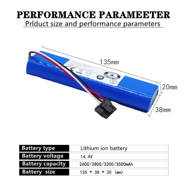 100% новая сменная батарея 14,4 В, 3500 мАч — подходит для Prosenic LDS-M7, Xiaomi Mop-P STYJ02YM, Konka 3290, 3390, 3490, 3590.