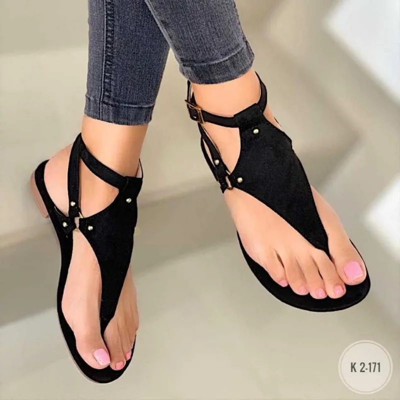 Women Sandals 2023 Summer Outdoor Beach Flip-flop Sandals Solid Fashion Gladiator Sandals Women Flats Casual Ladies Shoes