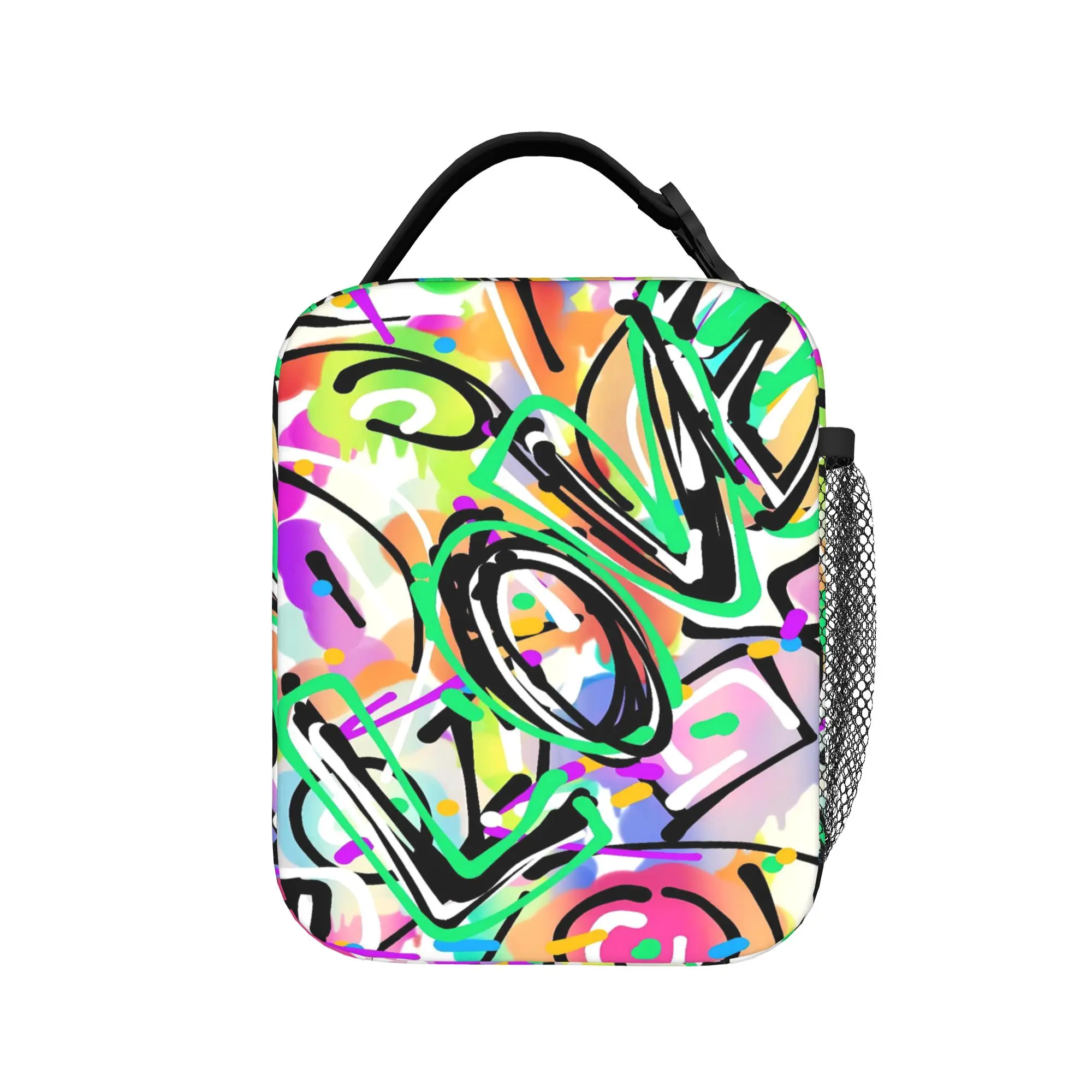 Hip Hop Popular Colorful Geometry Lunch Bag 3D Print Portable Insulated Lunch Box Men Cooler Bag Oxford Thermal Lunch Bags