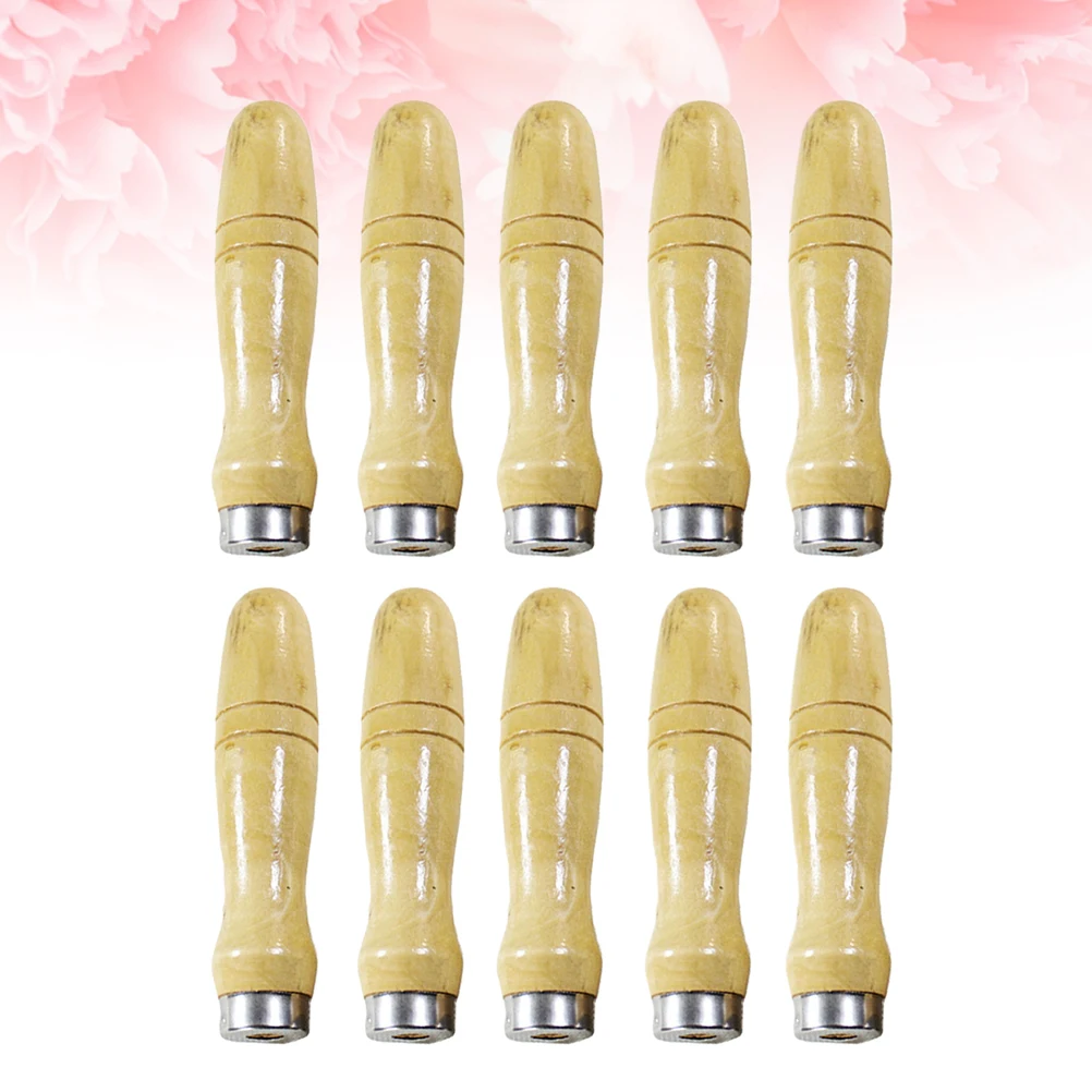 

10pcs Wooden Handle For File Craft Tools Ergonomic Durable Cutters 6.8Mm Hole Hand Tool Woodworking Diy Workshop