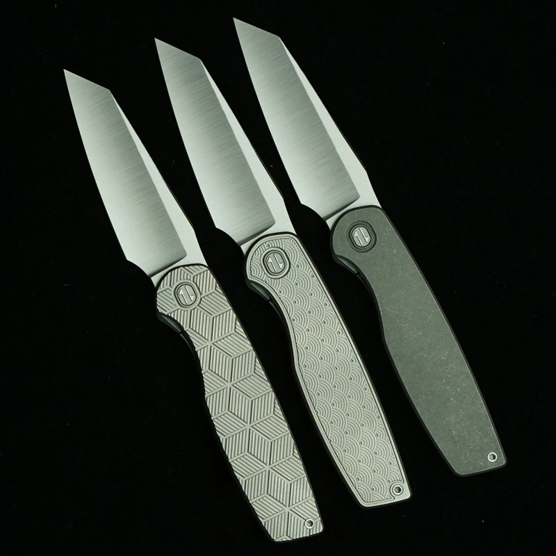 LEMIFSHE جديد براون اللحاء XL ريال M390 شفرة سبائك التيتانيوم مقبض سكين للفرد في الهواء الطلق التخييم بقاء جيب EDC أداة #1