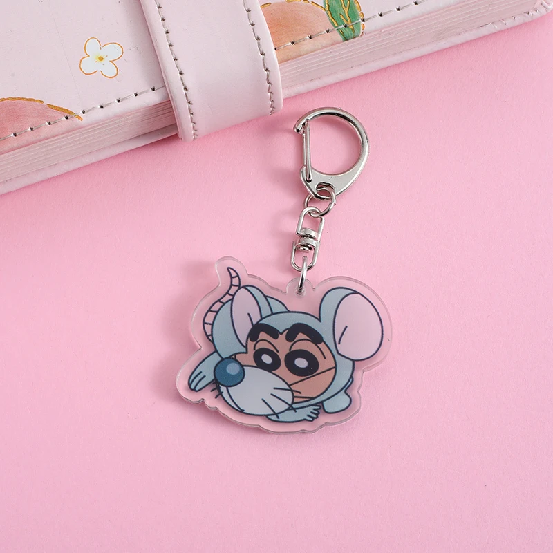 Crayon Shinchan Anime Lilo and Stitch Pendant Keychains Holder Car Key Chain Key Ring Mobile Phone Bag Hanging Jewelry Gifts