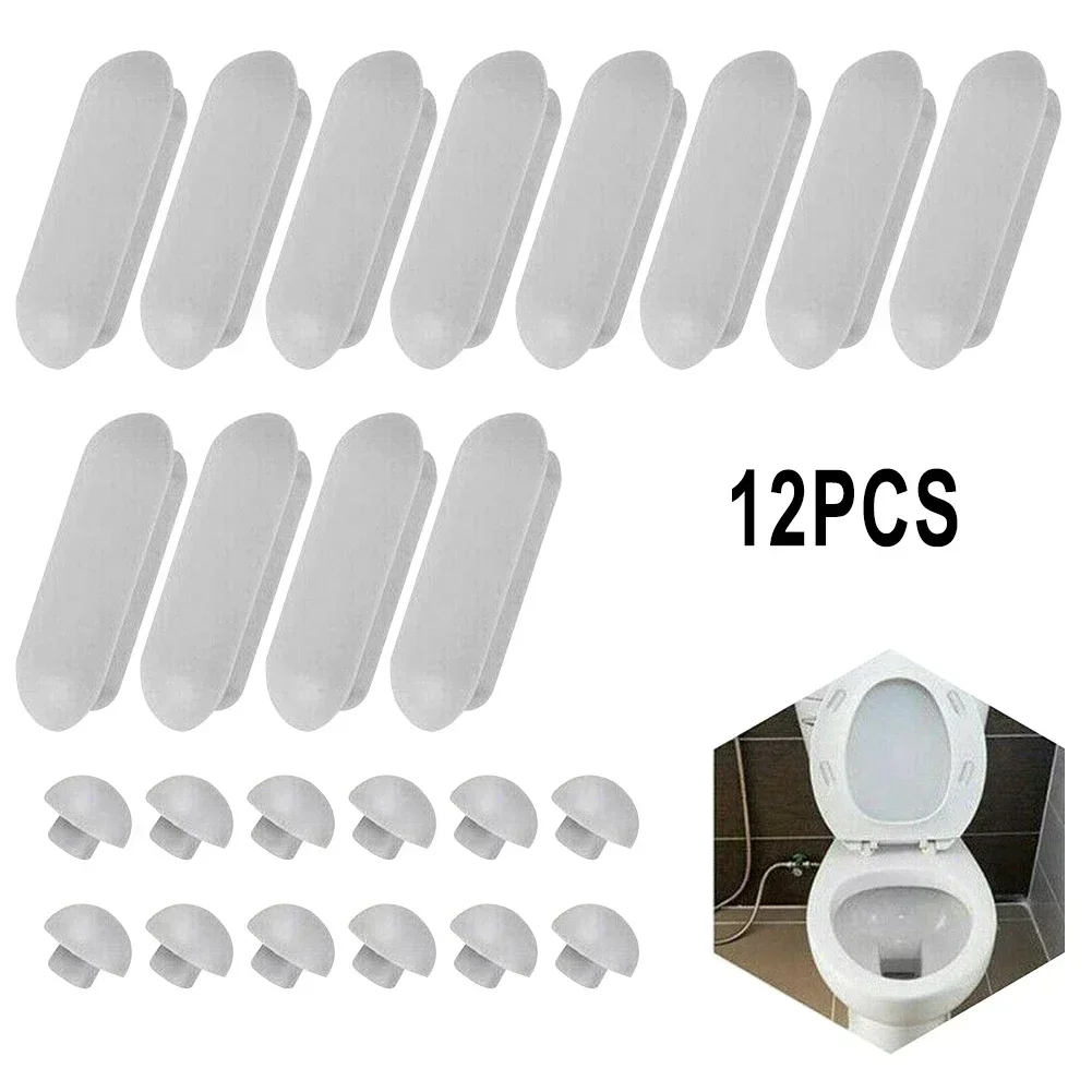 

12pcs Toilet Lid Plastic Antislip Gasket Toilet Seat Shock-Proof Buffers Cushion Rubber Pad Cover Bumper Shock Bathroom Fixtures