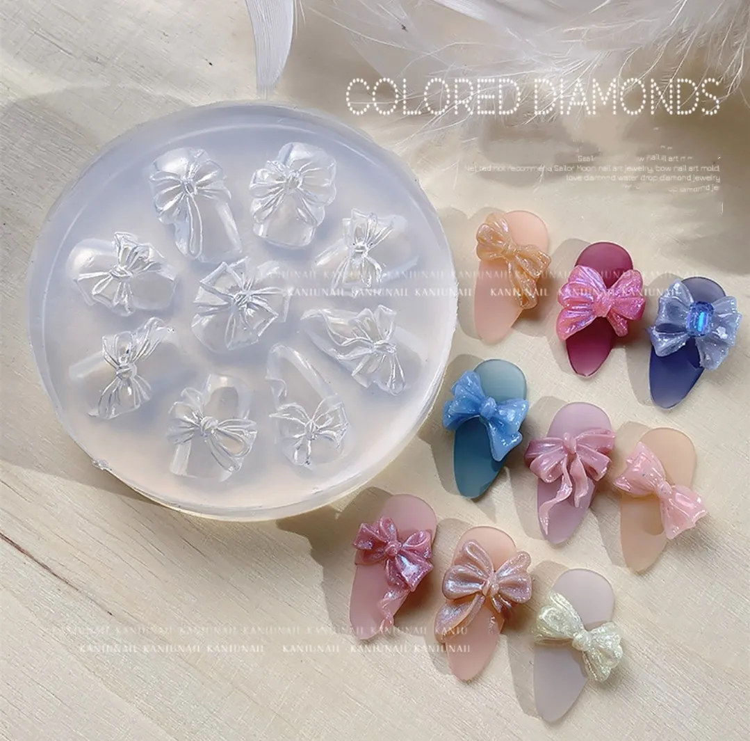 1pc Tie  Bowknot  3D Acrylic Nail Mold Nail Art Decorations Silicone Stamping Plates Nails Products Nail Accessories