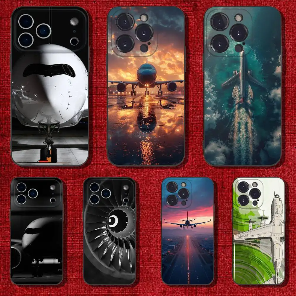 

Airplane Plane Phone Case For iPhone 6,17,16,15,14,13,12,11 Plus,Pro Max,XS,X,XR,SE,Mini,8,7,Soft Silicone Black Cover