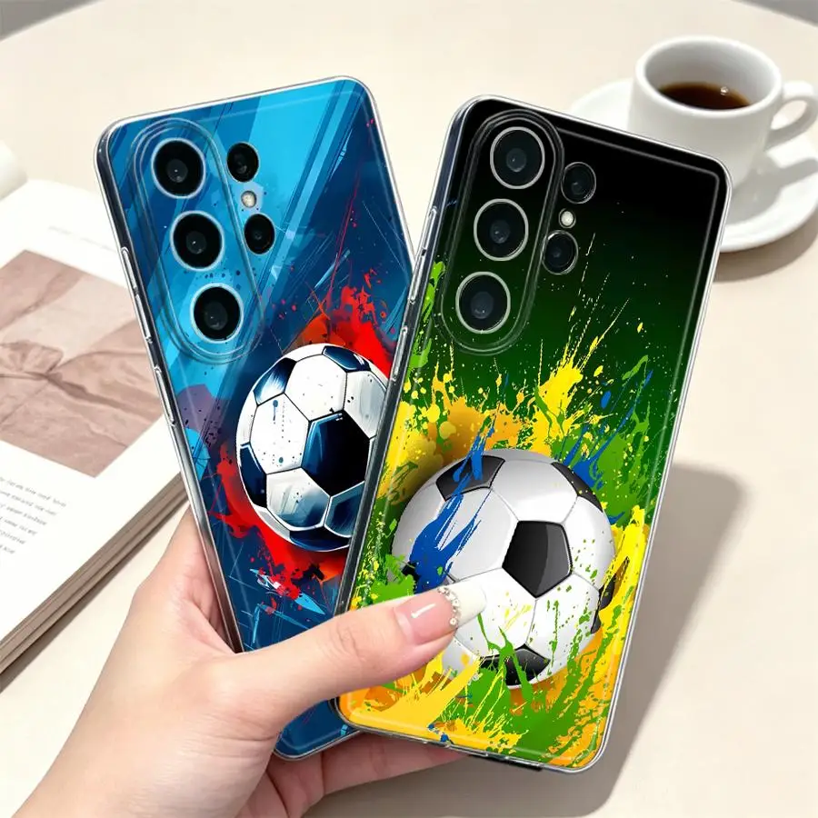 Case for Samsung Galaxy S26 S23 Ultra S24 S25 Edge S21 Note 20 Ultra 10 S20 Plus S22 FE Phone Cover Soccer Splash