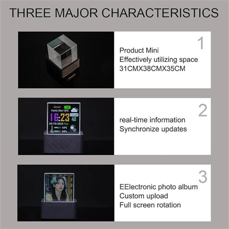 WiFi Weather Stations Clock Wireless Digital Clock with Gift Animation Electronic Images Album Player Housewarming Gift C7AC