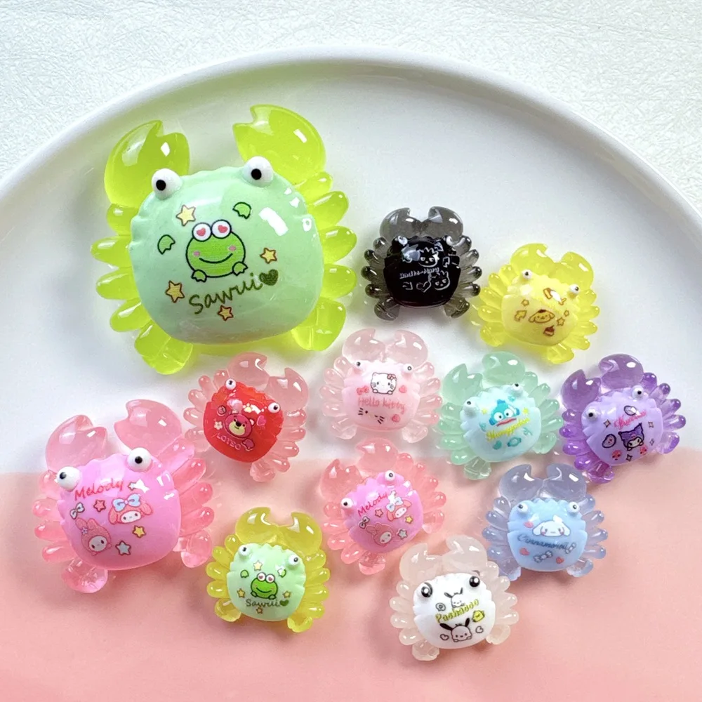 100 stücke kawaii Glitzer Cartoon Krabben Sanrio Serie Flatback Harz Sammelalbum DIY Schmuck Kinder Geschenk Haarnadel Zubehör