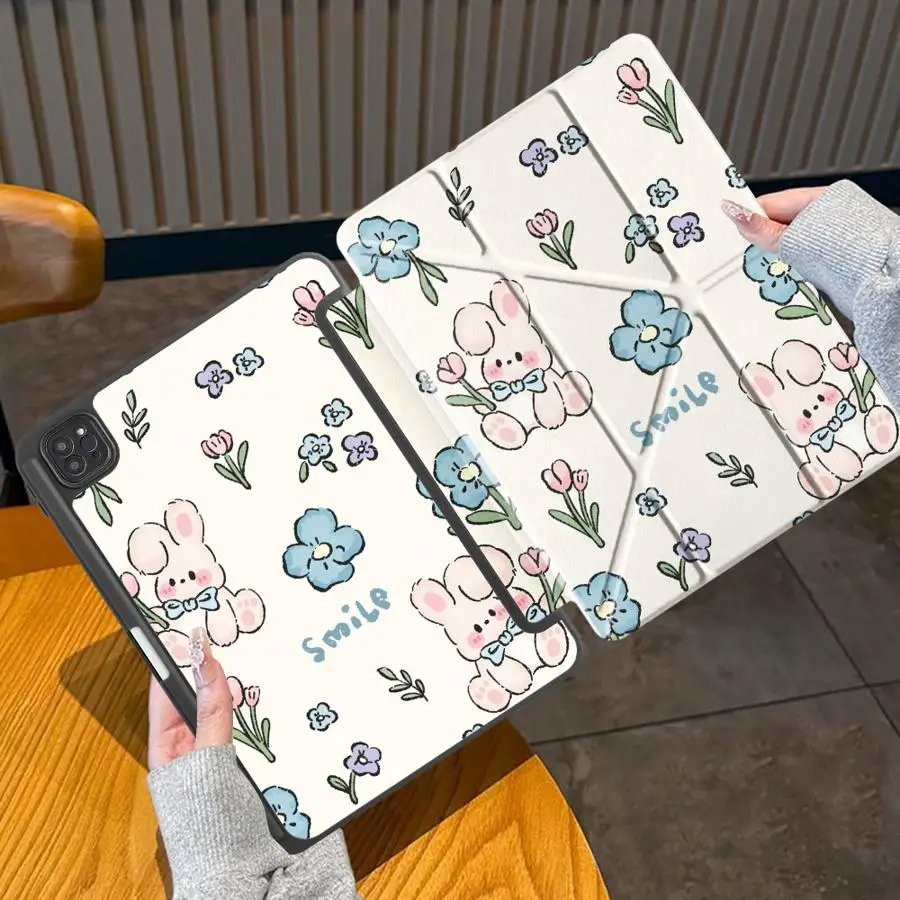 

Чехол-подставка для планшетов iPad Pro 2025, Mini 6, 7, Pro 11-го, 10-го, 9-го, 8-го, 7-го поколений, 12.9 дюймов, Air 4, 5, M3, M2, 1, 2, M4, 11 дюймов, с цветочным узором