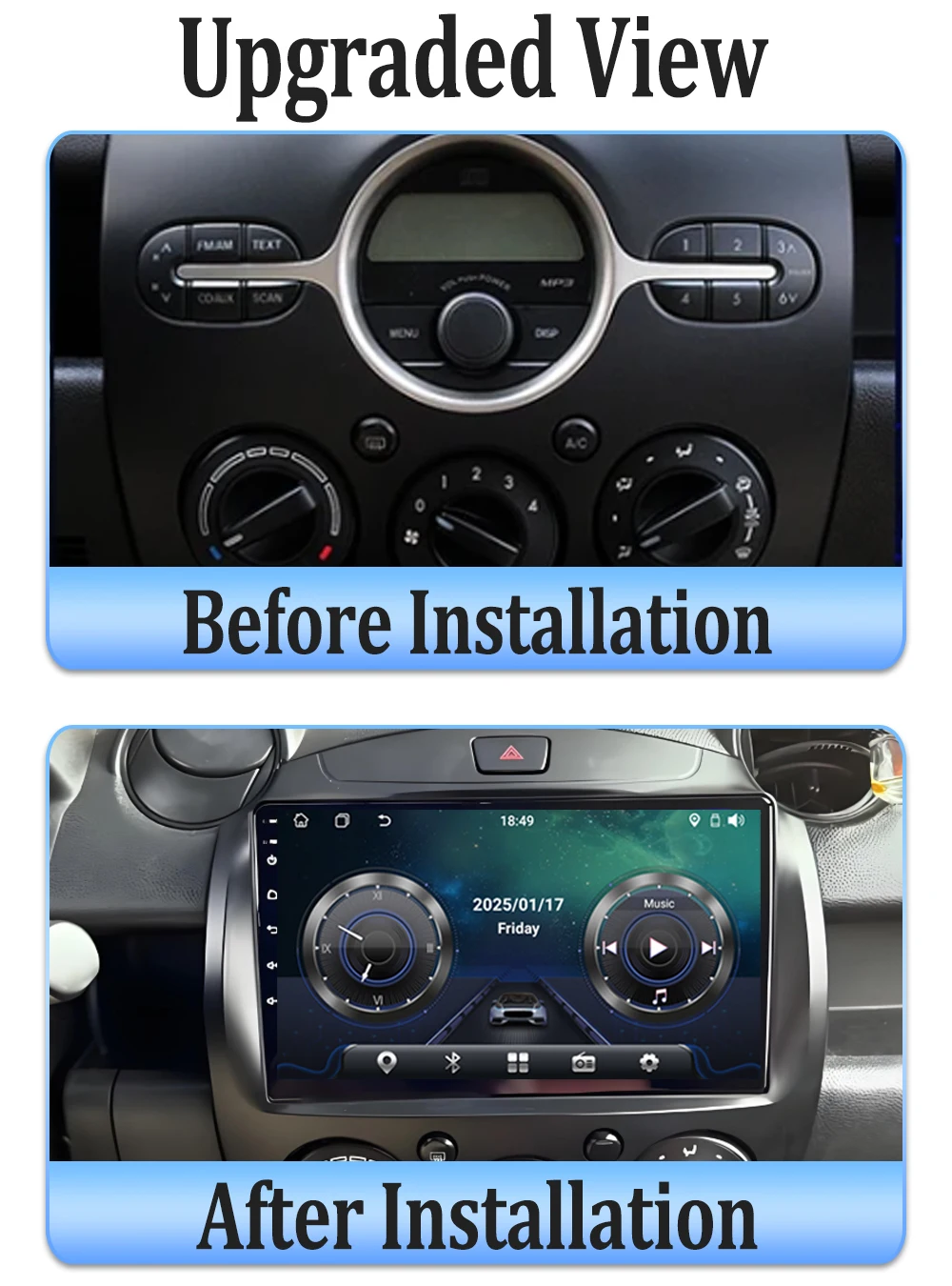 لمازدا 2 Mazda2 2007-2014 أندرويد 16 راديو السيارة التلقائي 8 الأساسية شاشة تعمل باللمس السيارات الوسائط المتعددة واي فاي Carplay GPS BT #2