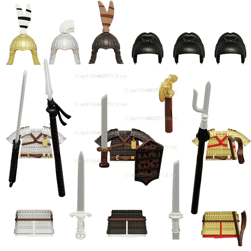 MOC Tang Dynasty Chniese Soldiers mini Action Figure Models Compatible Building Block Weapons Accessories Toys for Kids Gifts