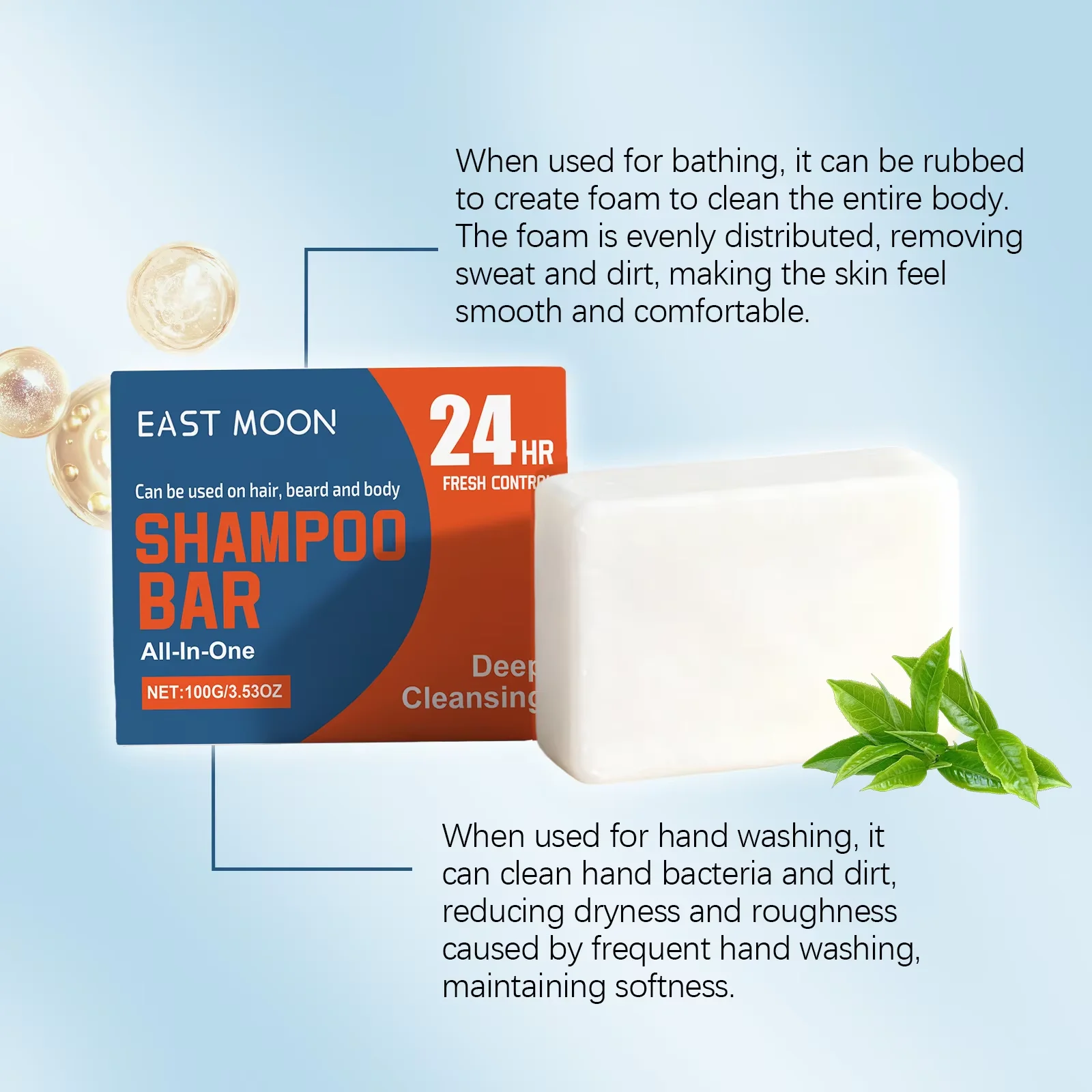 صابون تنظيف الجسم متعدد التأثيرات من إيست مون، ترطيب عميق، يحافظ على ترطيبًا، تنظيف عميق للتحكم في الزيت، قالب صابون الحمام للرجال #2