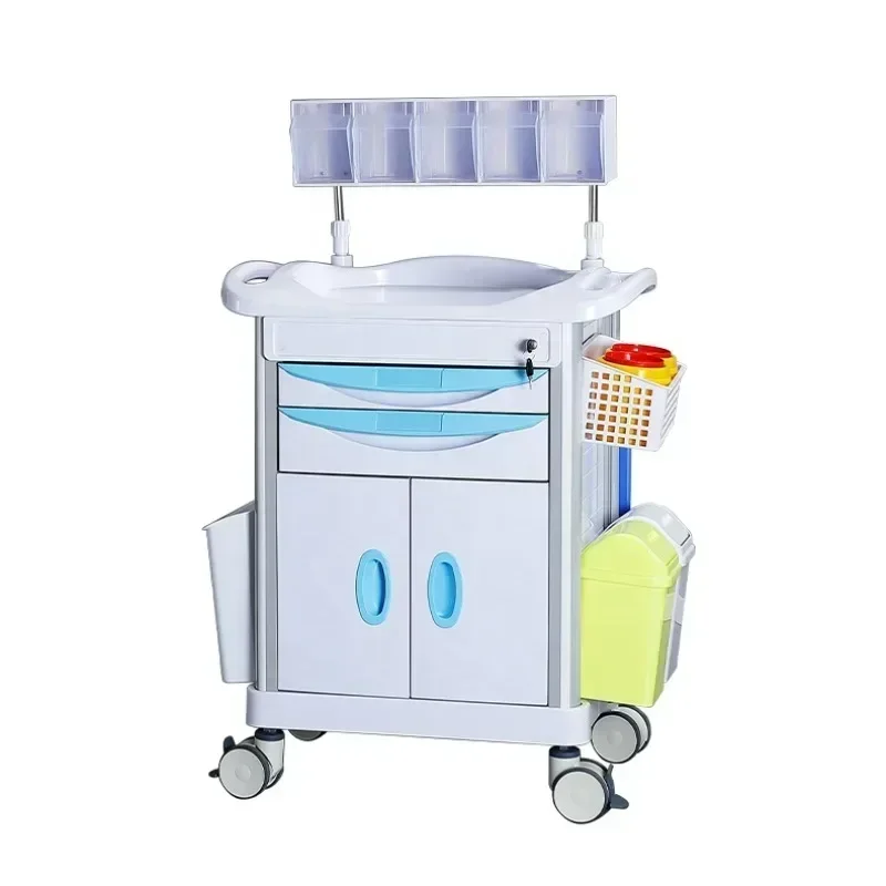 

Manufacturer wholesale custom hospital medical ABS plastic anesthesia drug trolley double row anesthesia box for sale