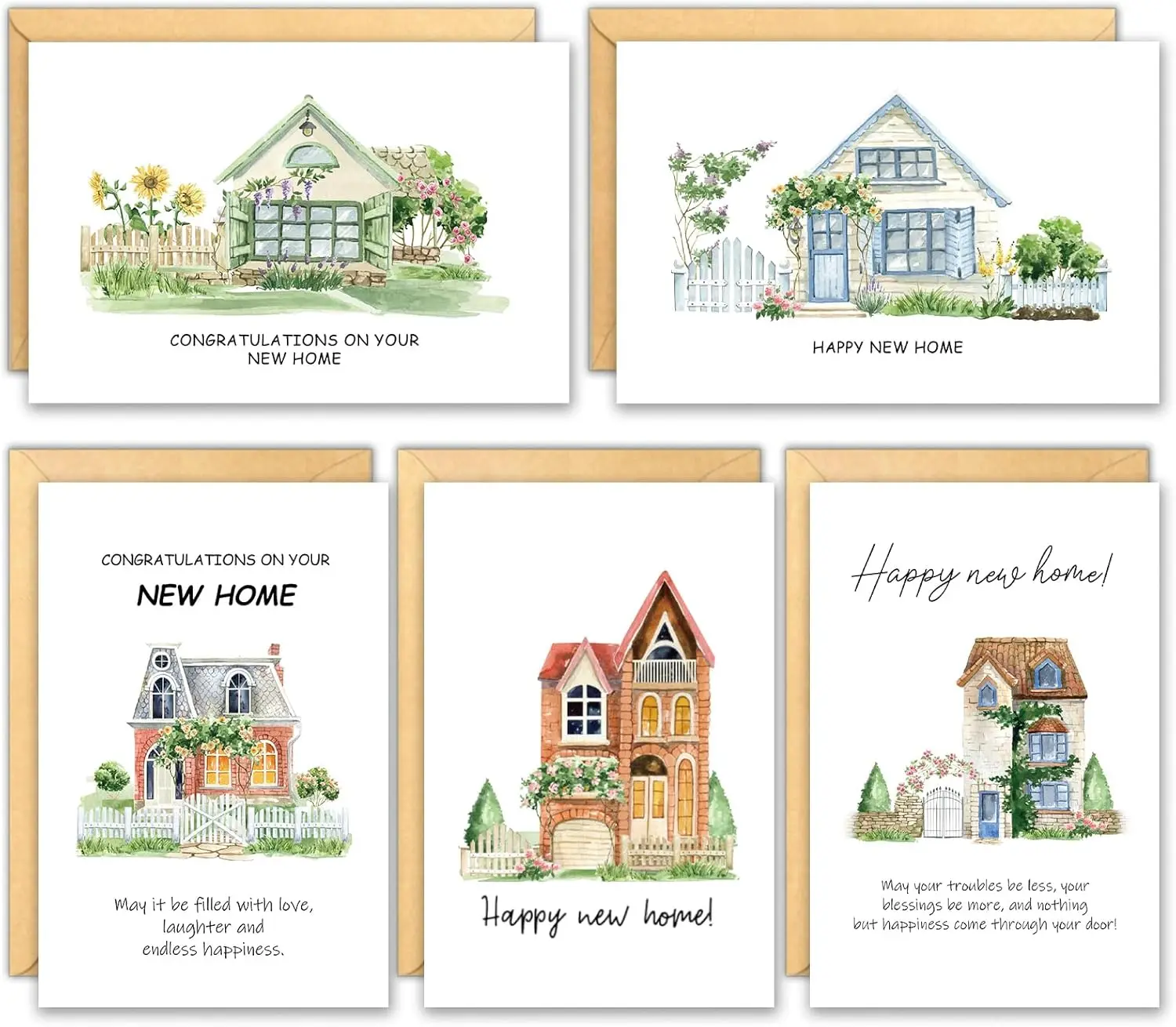 

Home Cards with Envelope, Set of 25, 4x6 Inch Farmhouse Retro 5 Design Housewarming Cards Gifts for Friends, Coworkers Relative
