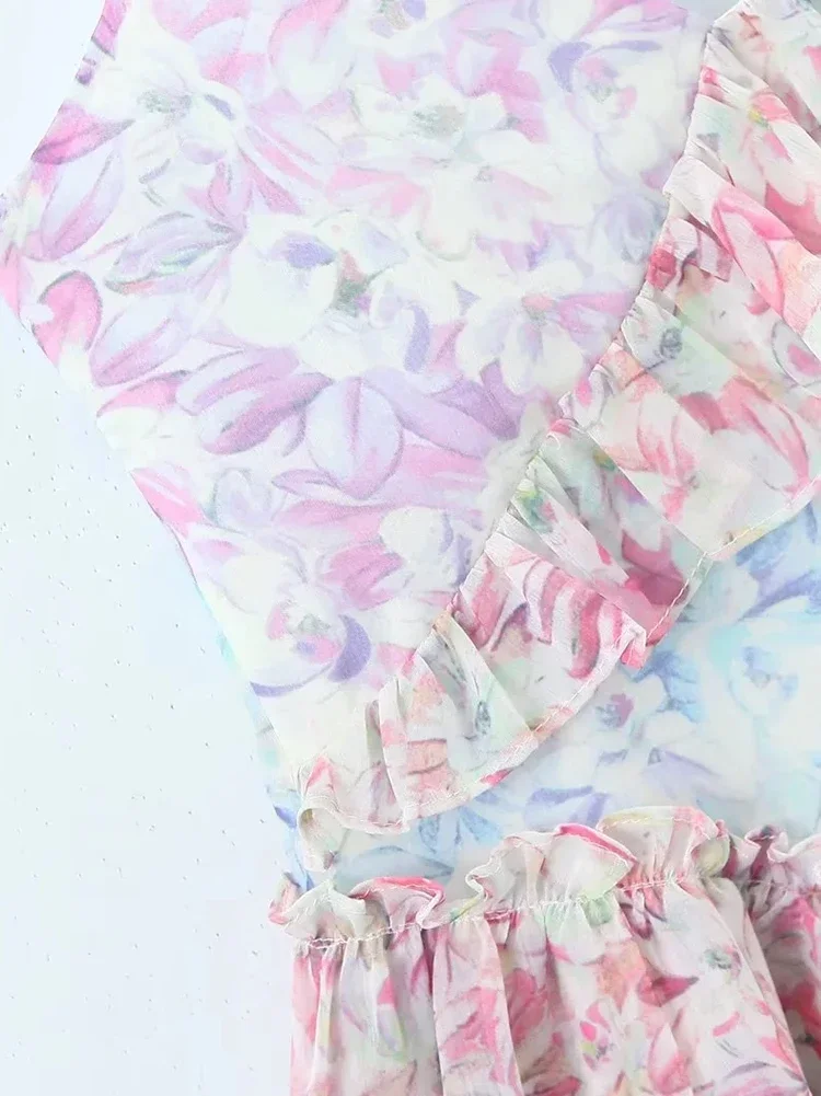 GypsyLady Floral Patchwork Unregelmäßige Kleid Casual Chic Sommer Urlaub V-ausschnitt Ärmellose Sexy Frauen Damen Party Kleider Vestido