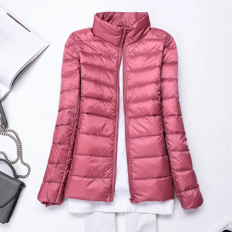 Chaquetas ultraligeras con cuello levantado de plumón de pato blanco, abrigos cálidos de otoño e invierno, prendas de vestir portátiles, nueva