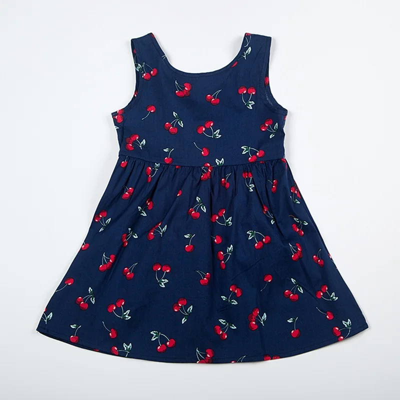 1-7 Years Baby Girls Dress New Cherry Summer Cotton Casual Dress Little Girl  Sleeveless Cute Dress  Free Shipping