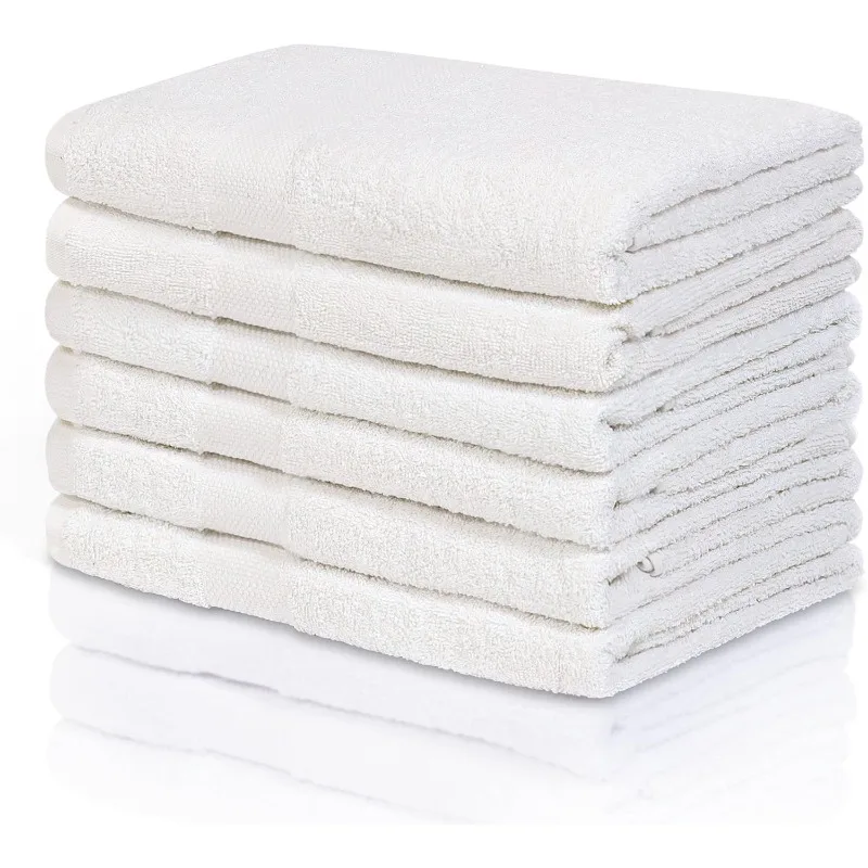 79404 Bath Towels, White, 25x50 Inches Towels for Pool, Spa, and Gym Lightweight and Highly Absorbent Quick Drying Towels