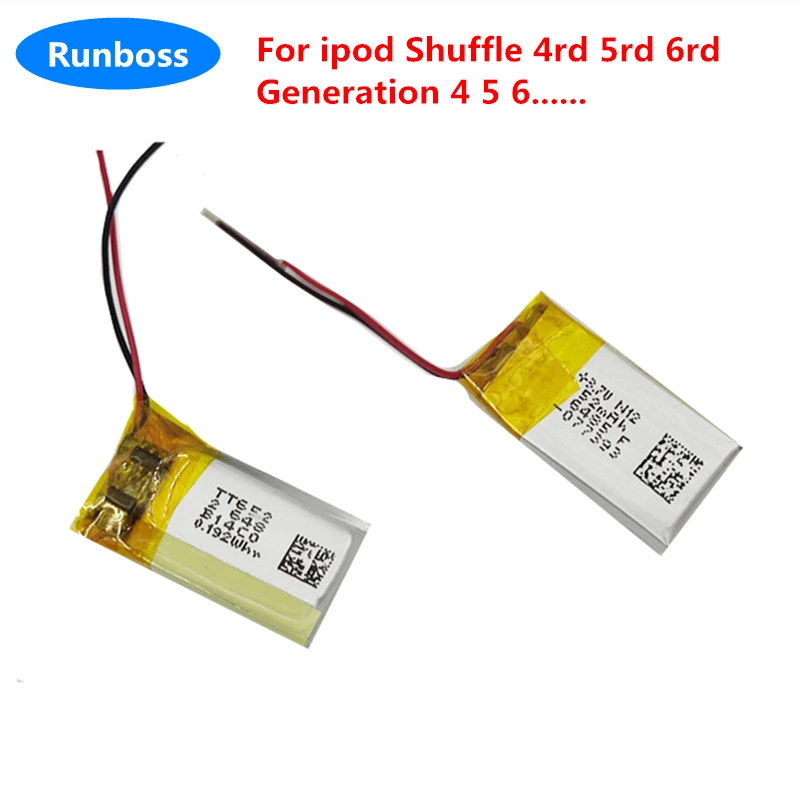 

1-2pcs 616-0548 0.19Whr 3.7V Battery Replacement For ipod Shuffle 4rd 5rd 6rd Generation 4 5 6 Accumulator Batteries