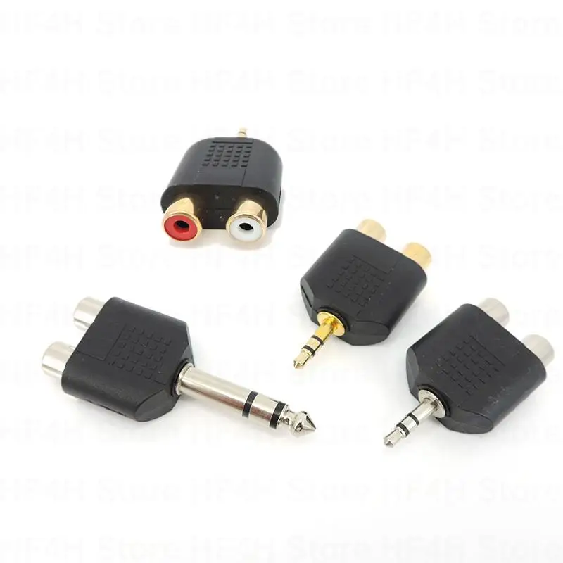 Audio stereo 3pole 3.5mm 6.5 6.35mm Male Plug To 2 Dual Rca Female Jack 1/4 inch Y Splitter Connector Converter AV Adapter B4