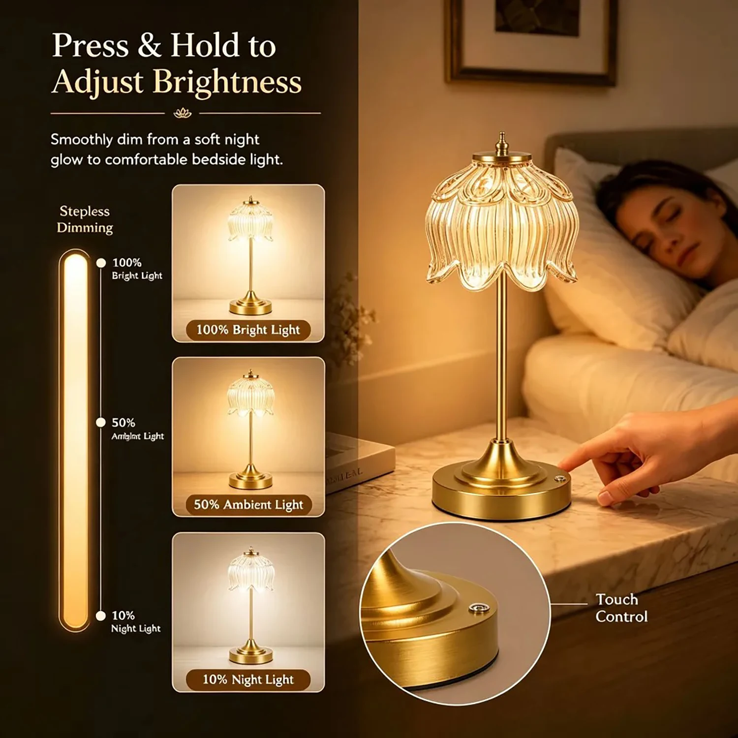 Rechargeable LED Touch Sensor Table Lamp with Wireless Design 4