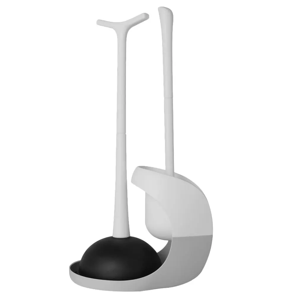 

1Set Toilet Brush Plunger Set Thick Material Rounded Corners Stable Holder Bathroom Cleaning Accessories Toilet Sink Bathtub