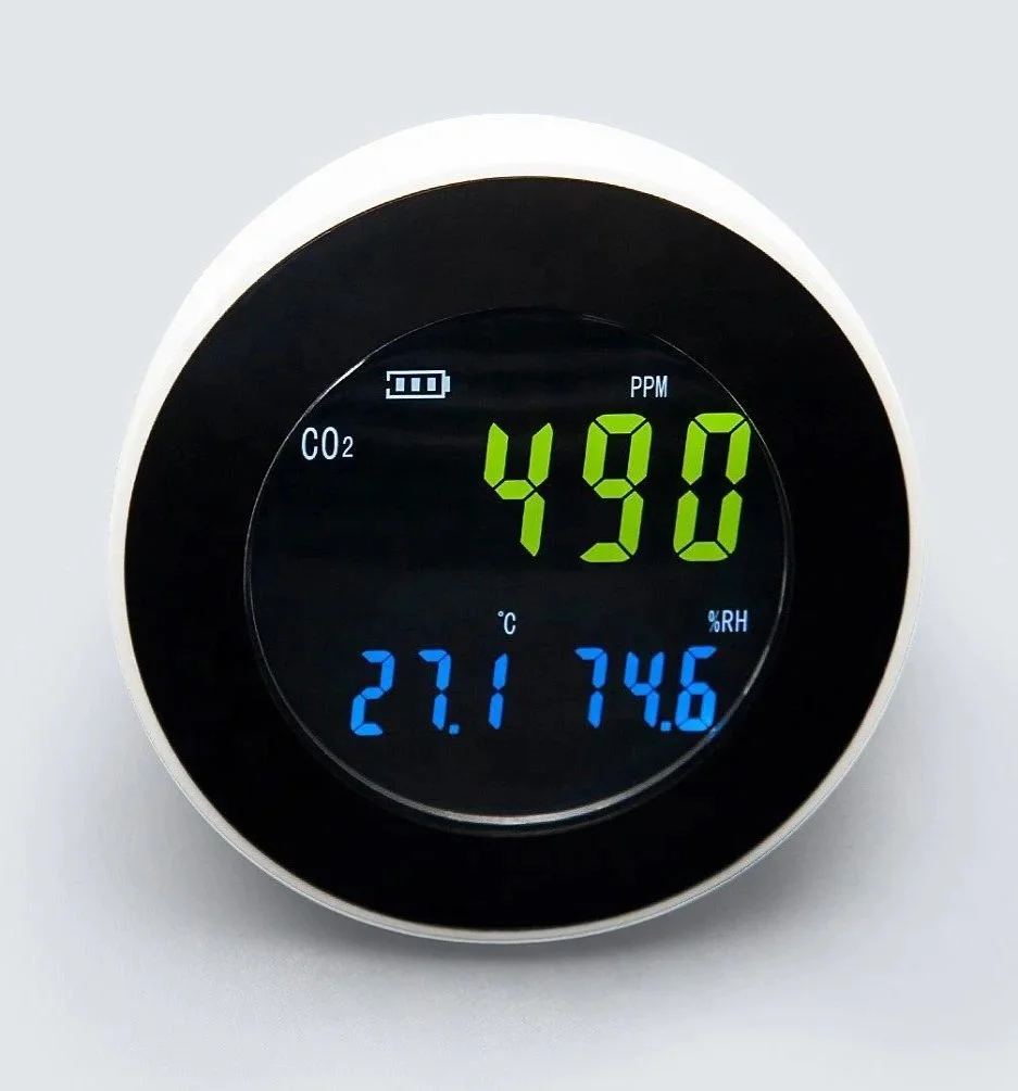 Hti Multi-function Portable Indoor LED Display Carbon Dioxide Sensor Gas Detector Home/School/Office/Hotel Air Quality Monitor