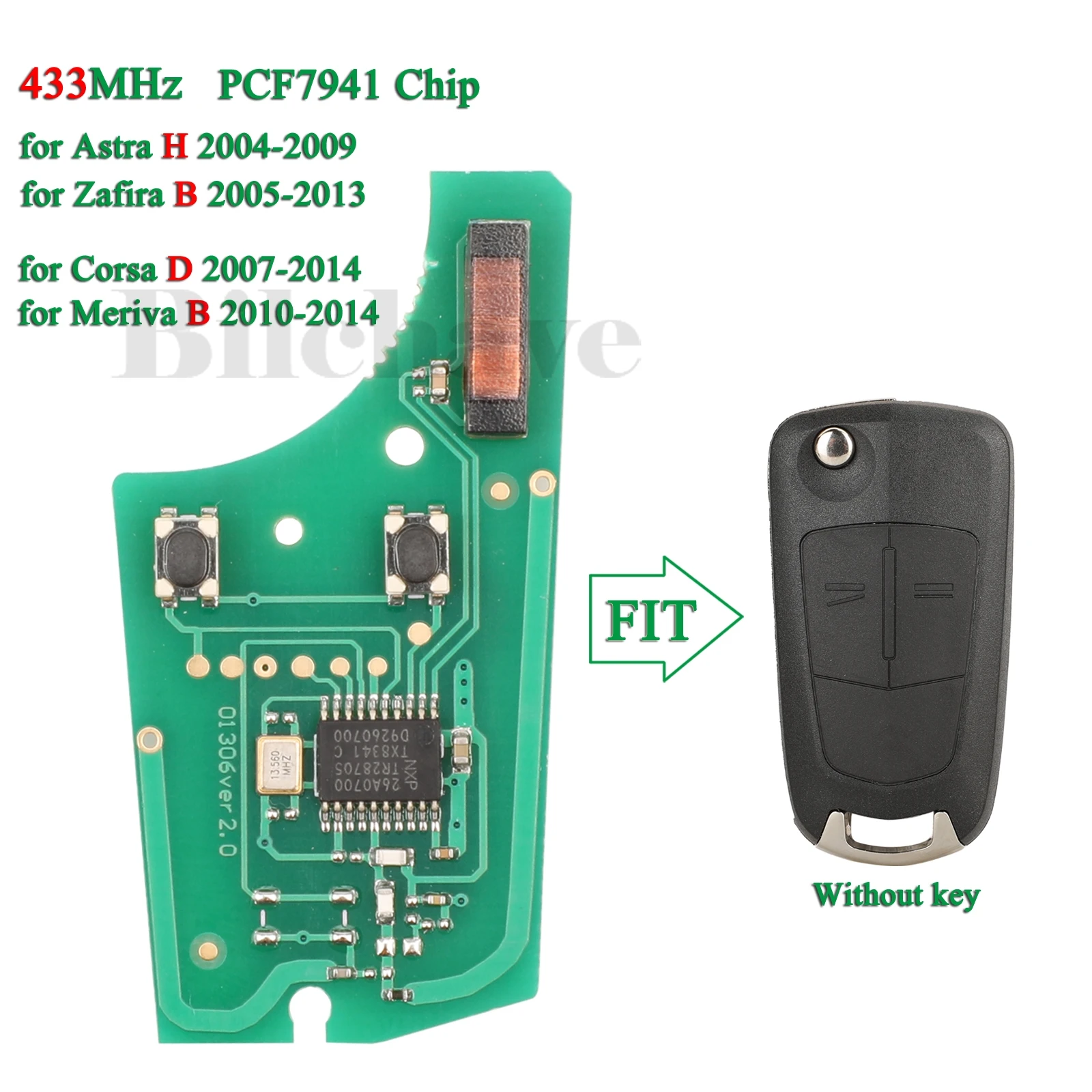 Jingyuqin 2 Bottoni 433 Mhz Flip Chiave A Distanza Circuito ID46 PCF7941 Chip Per Opel Vauxhall Astra H 2004-2009 Corsa D 2007-2014