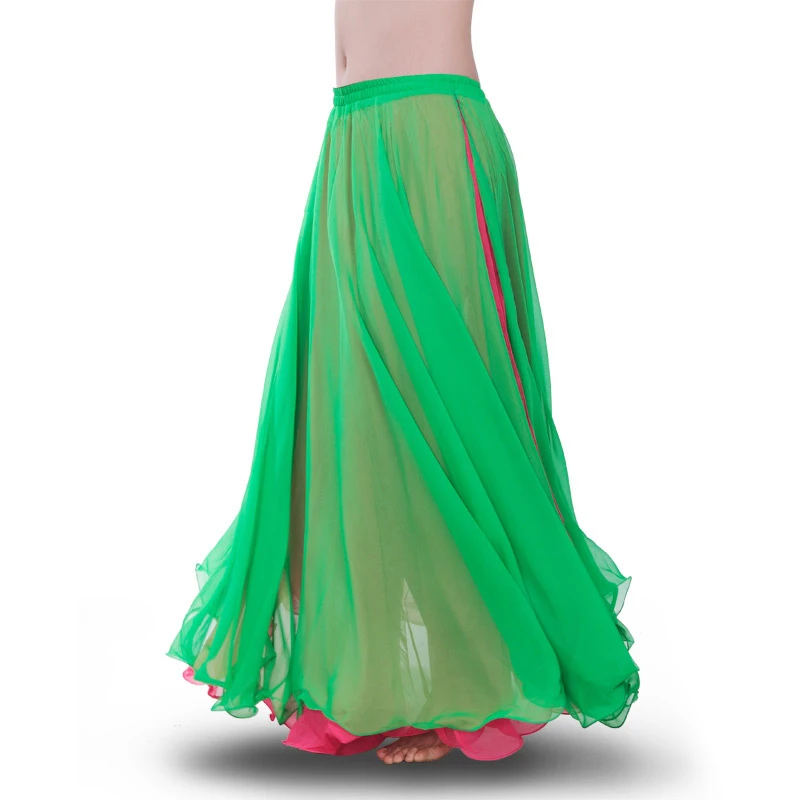 Traje de dança do ventre terno saia de chiffon dupla altura fenda para mulheres saias laterais duplas terno de dança roupa de desempenho de palco