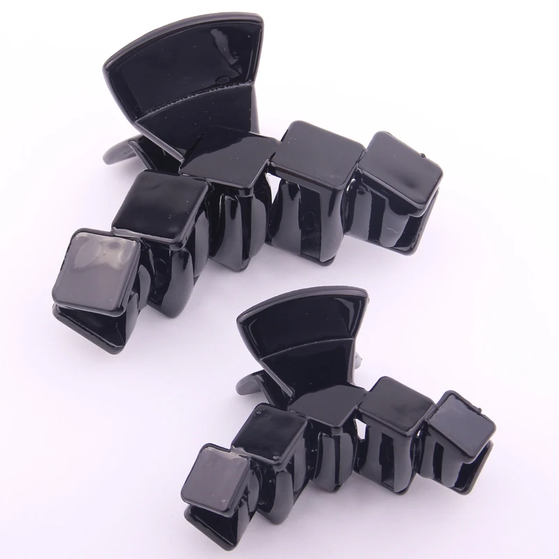 Hair Calw Clamps Small Hair Clip Black Plastic Precious Stone Shape Catching Hairpin Ponytail Holder Casual Crab for Hair Access